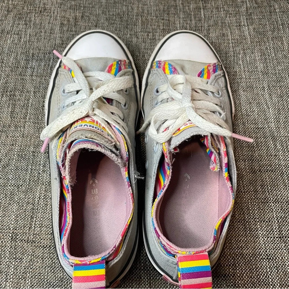 Converse All Star CTAS 669818F Wolf Gray Rainbow‎ Stripe Sneaker Youth Size 3